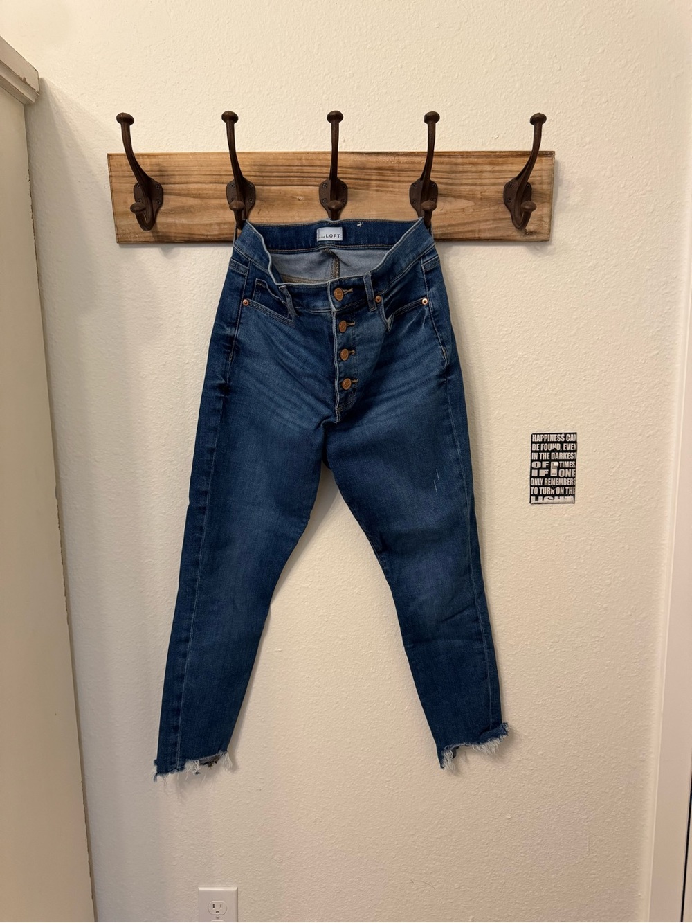 LOF Dark Blue High-Rise Button-Fly Ankle Jeans
